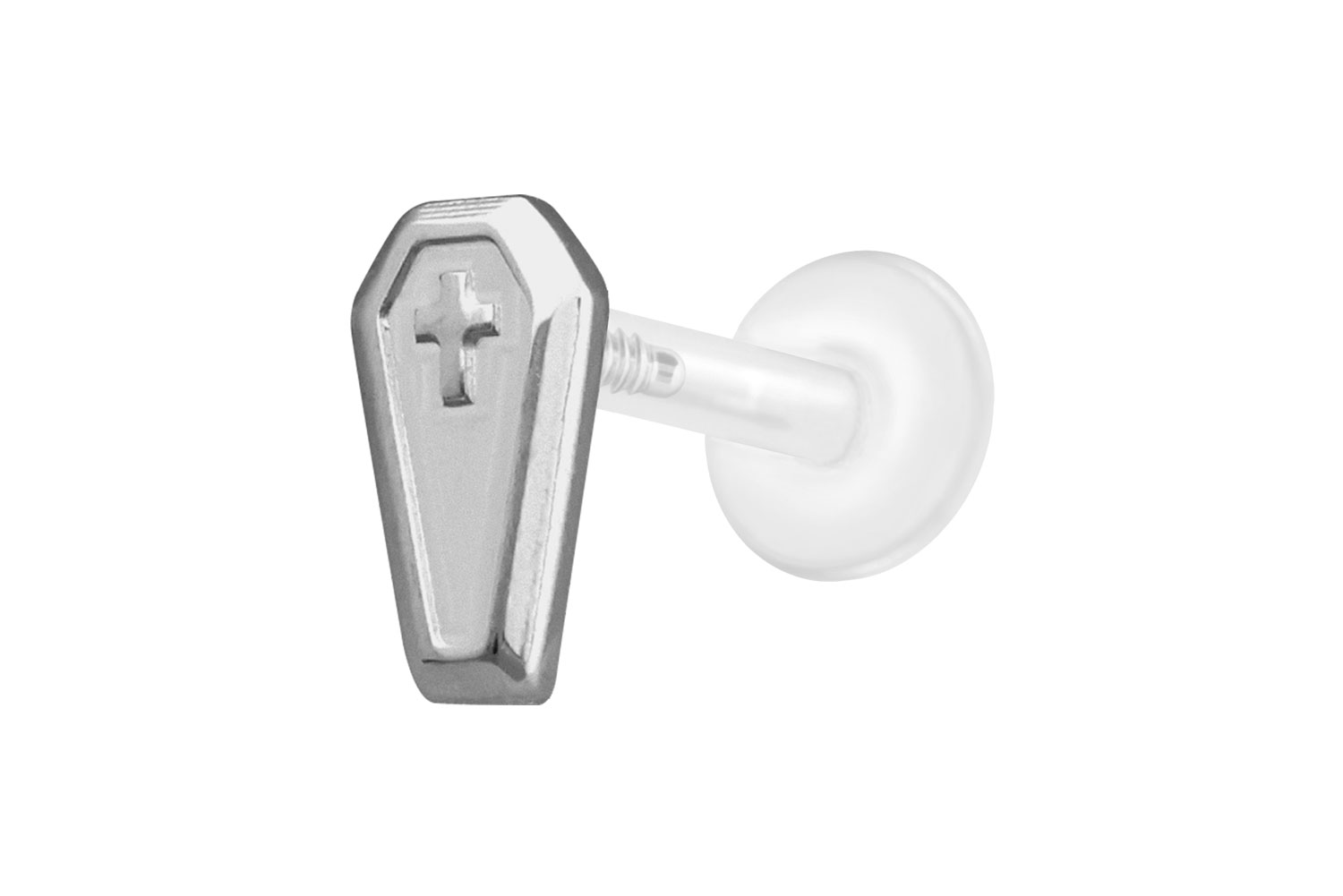 PTFE Labret Piercing mit Innengewinde + Titan-Aufsatz SARG